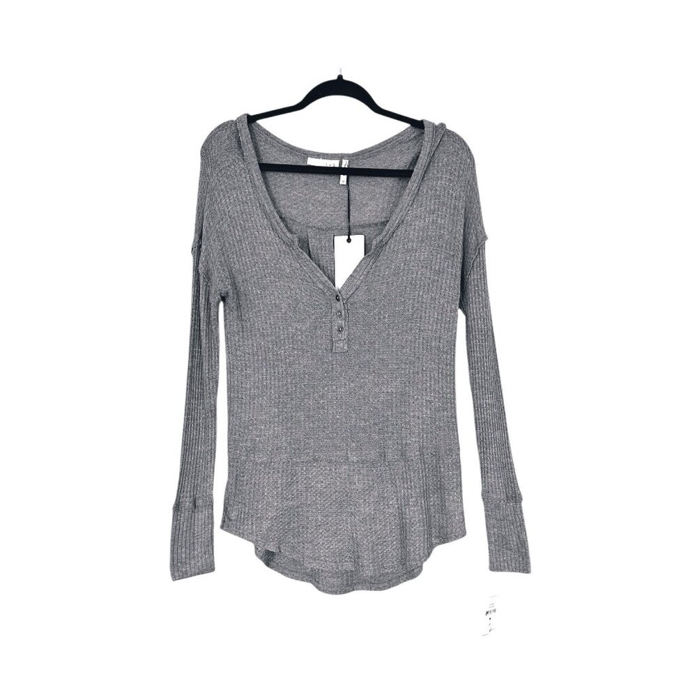 LUQ Gray Waffle Knit Top